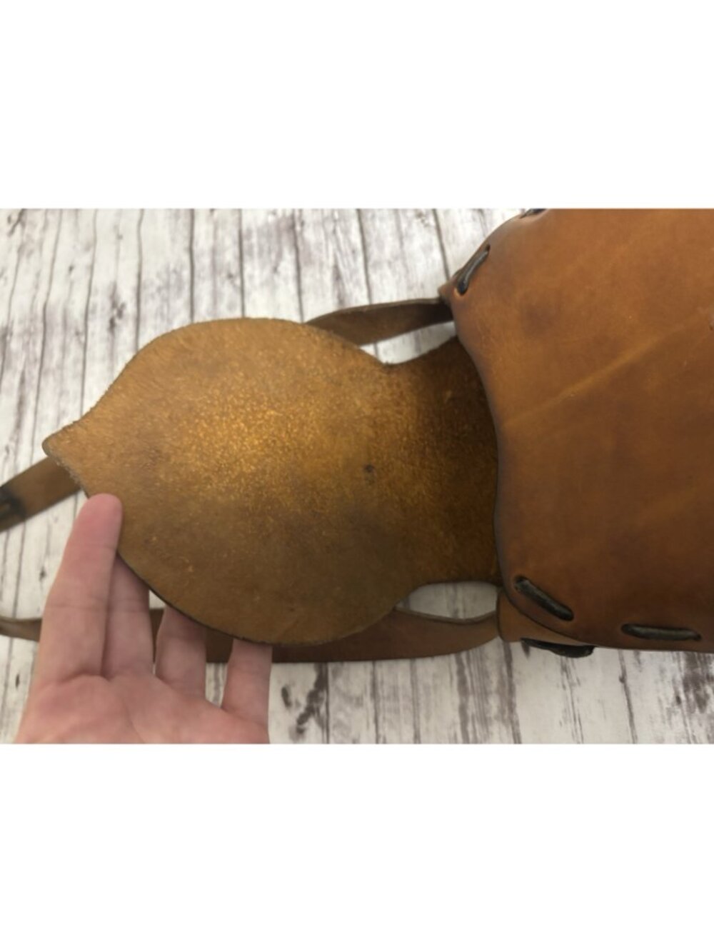 Vintage 60s 70s Hand Tooled‎ Floral Brown Leather Purse Boho Hippy Bag - Picture 5 of 14